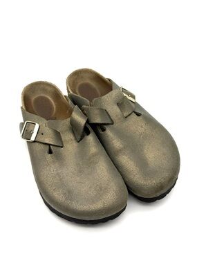 Birkenstock Boston Clog Washed Metallic Stone Gold